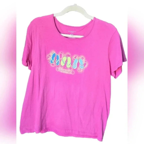 Sonoma Tops - Sonoma, Size L, Pink Graphic Tee